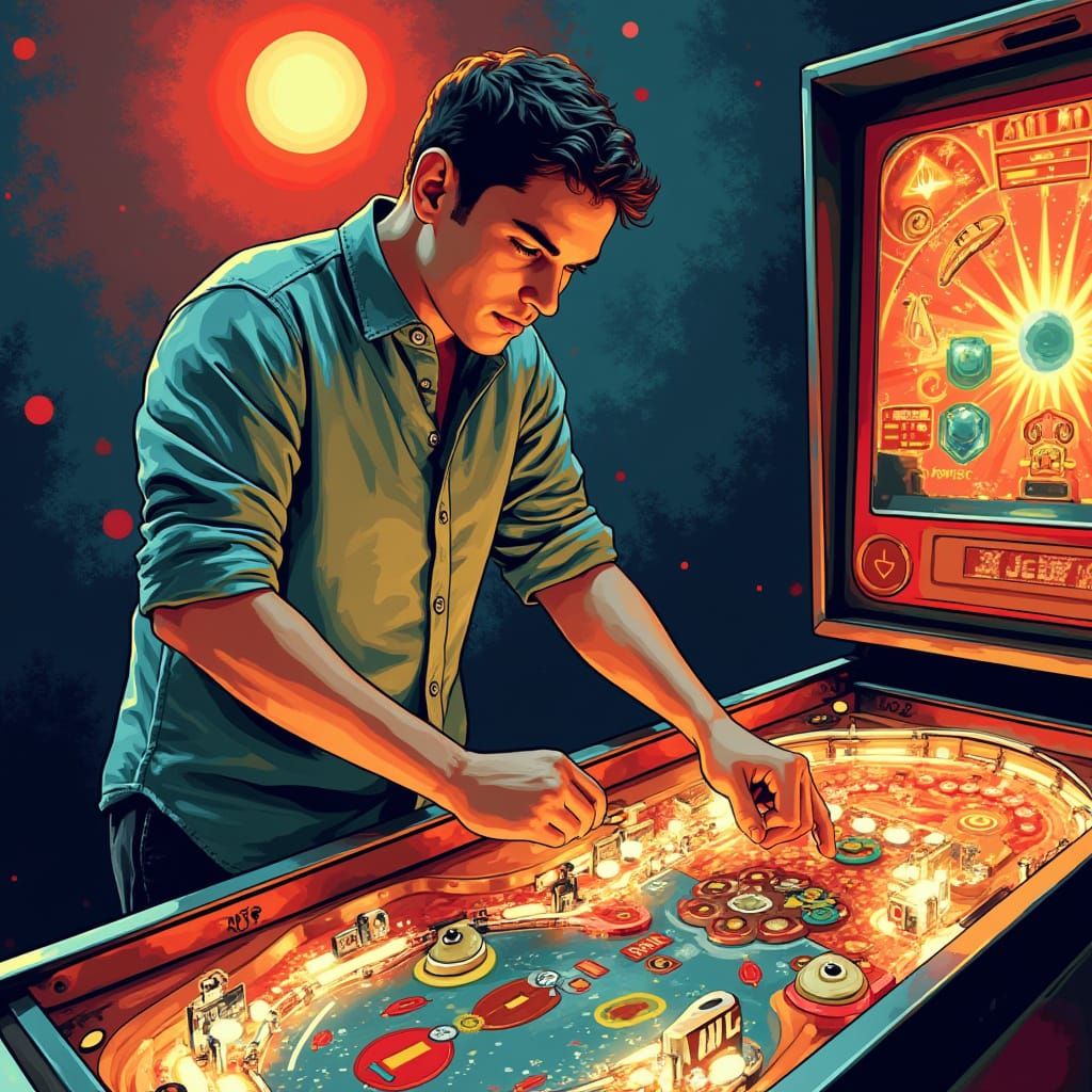 Abstract Pinball Art in Pop Art Style