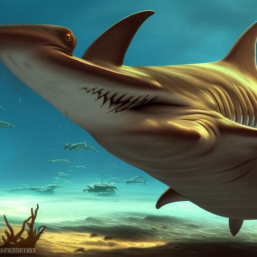 Fantastical Hammerhead Shark Concept Art in 8k
