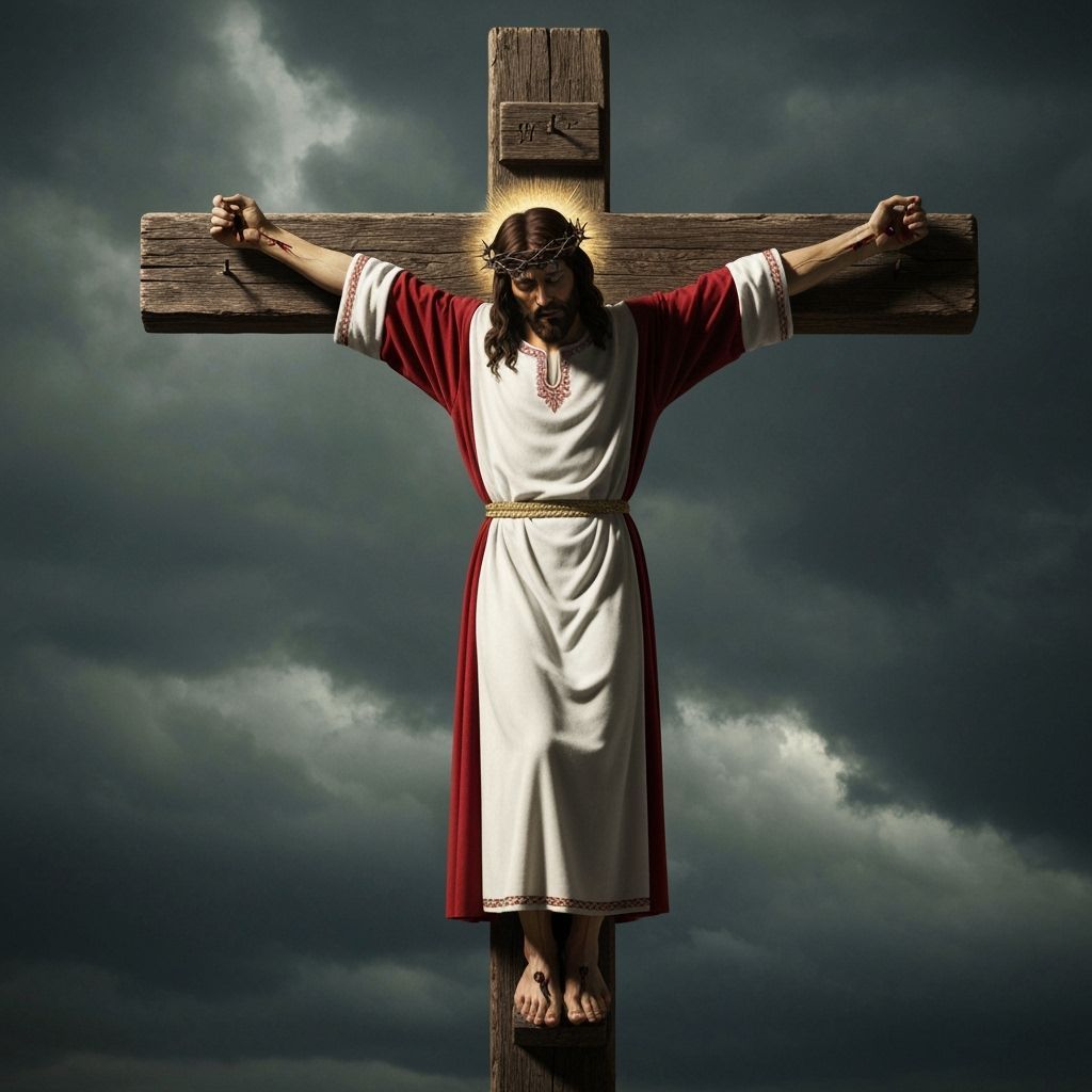 Jesus on the Cross in Dramatic Lighting