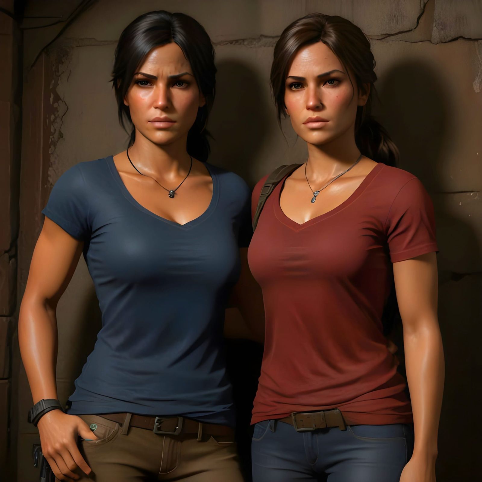 Ethereal Adventurers: Chloe and Lara in Triadic Harmony