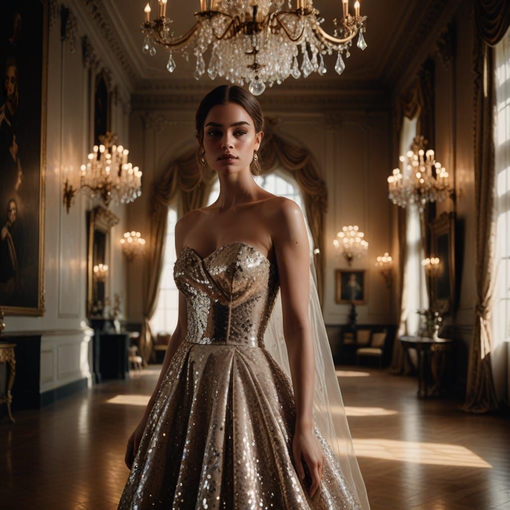 Ethereal Ballroom Goddess in Sequin Gown