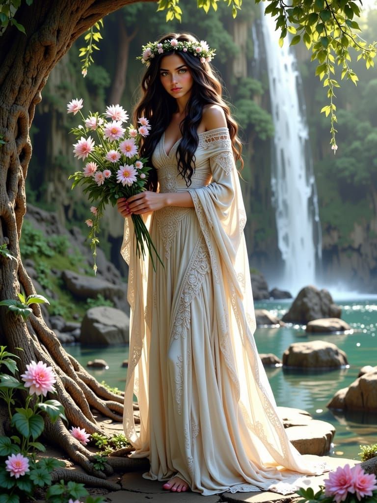 Ancient Greek Priestess Performing Magical Chores in Breatht...