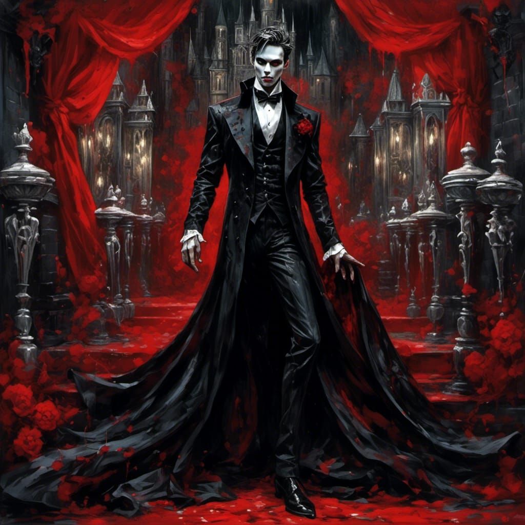 Elegant Vampire Duke in Gothic Horror Style