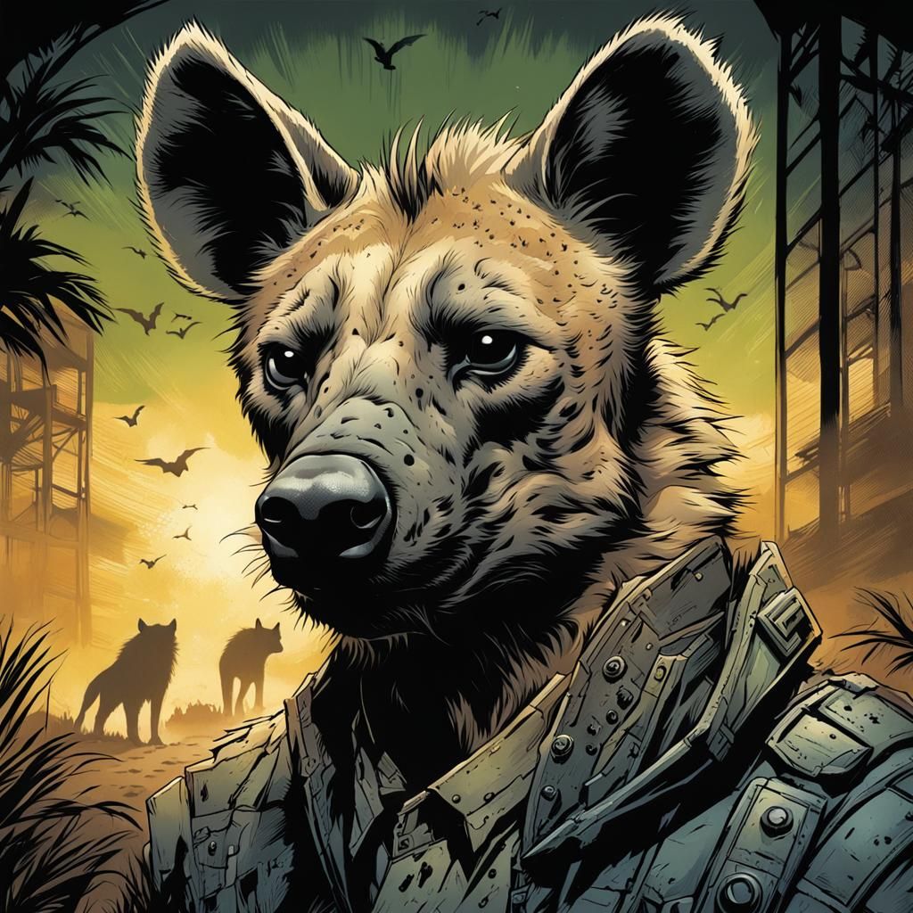 Hyena Mercenary Portrait in Comic Book Art Style