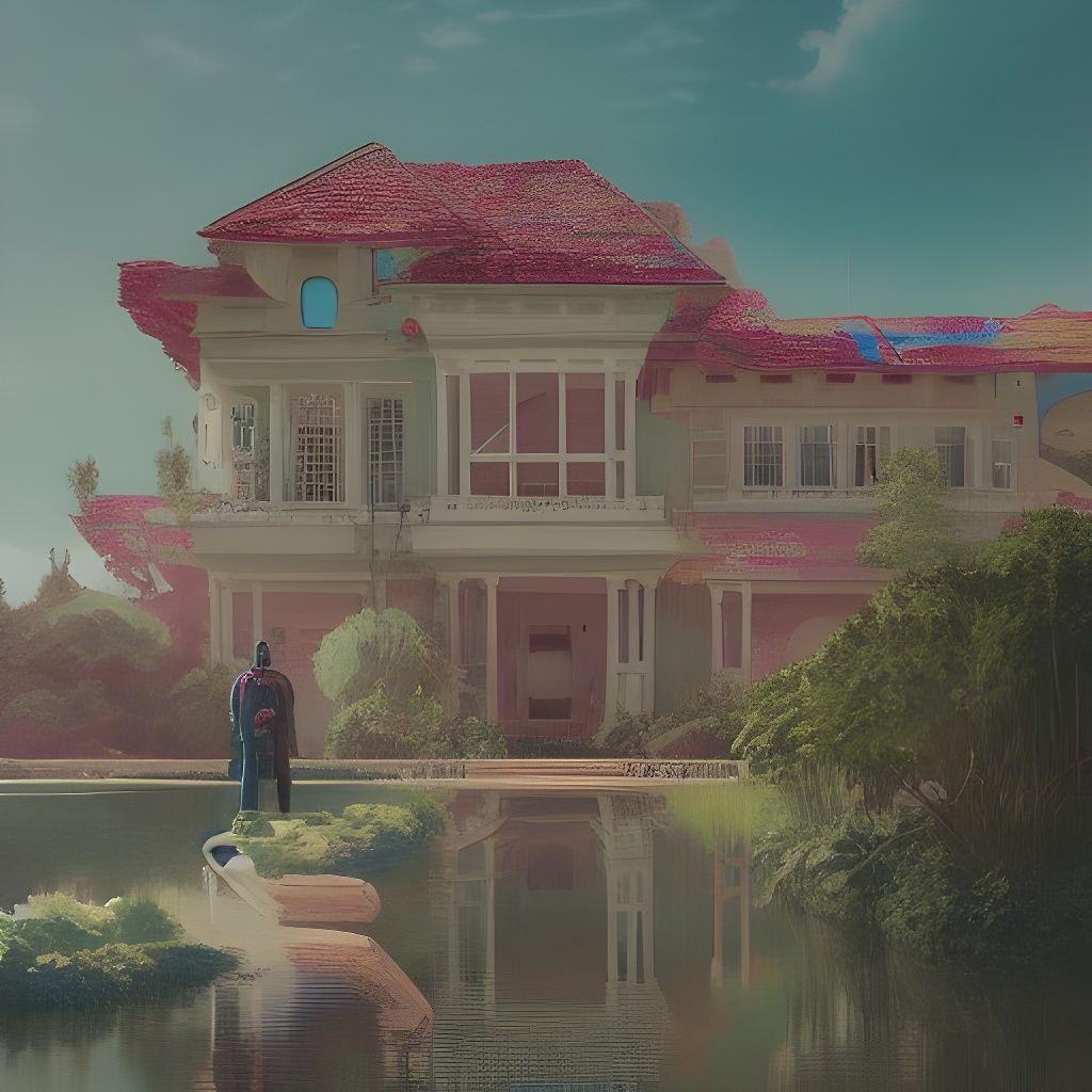 Surreal Luxury Home in Vaporwave Dark Fantasy Style