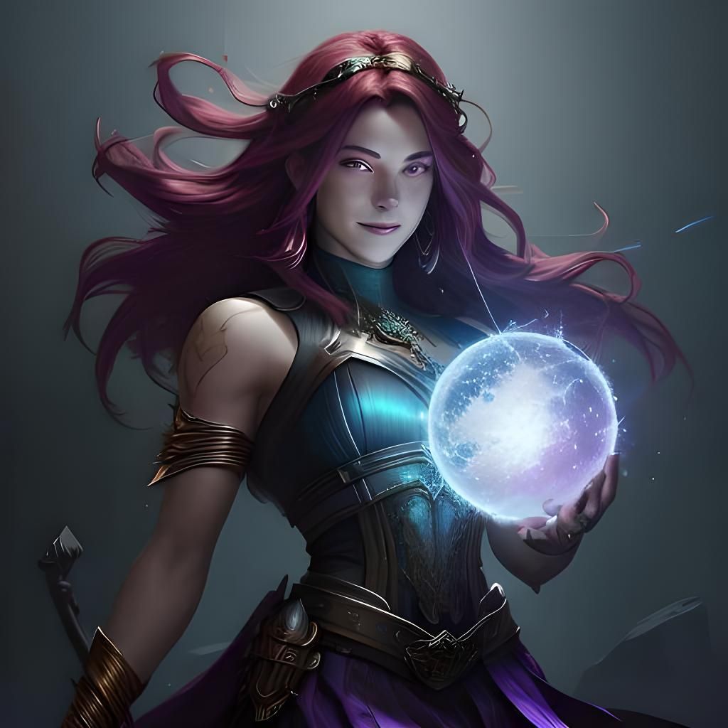 Woman with Energy Ball and Axe