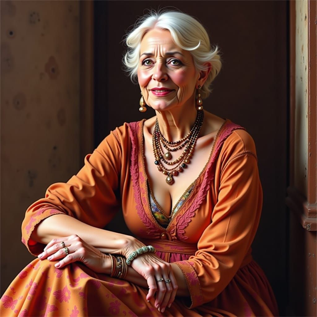 Bohemian Woman Portrait in David C. Driskell Style