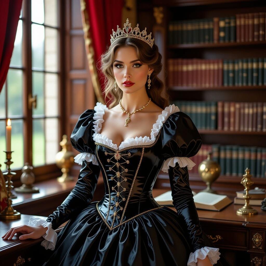 Evil Princess in Gem-Filled Study as Fantasy Art