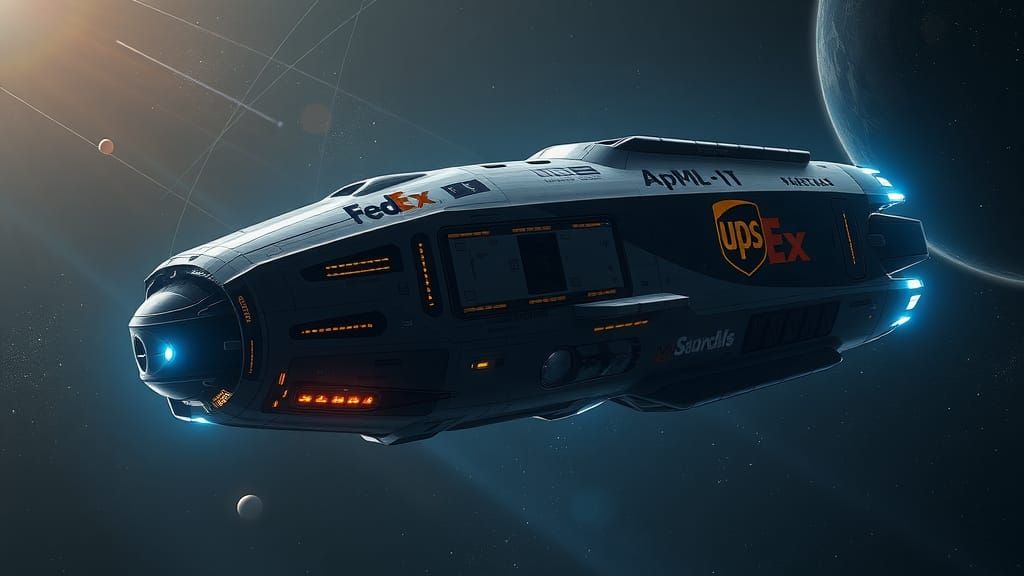 a spaceship designed by FedEx/UPS in a joint venture, especi...