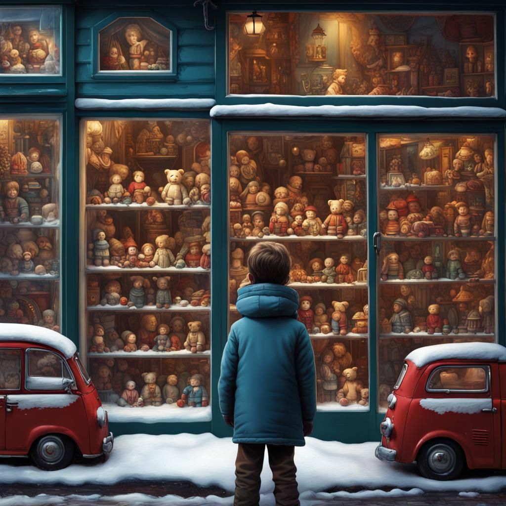 Winter: Poor Boy Gazing into Toy Shop Window