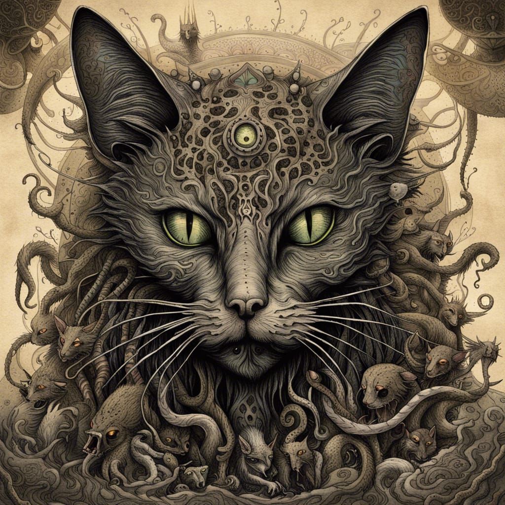 Cats of Nyarlathotep: A Lovecraftian Horror Artwork