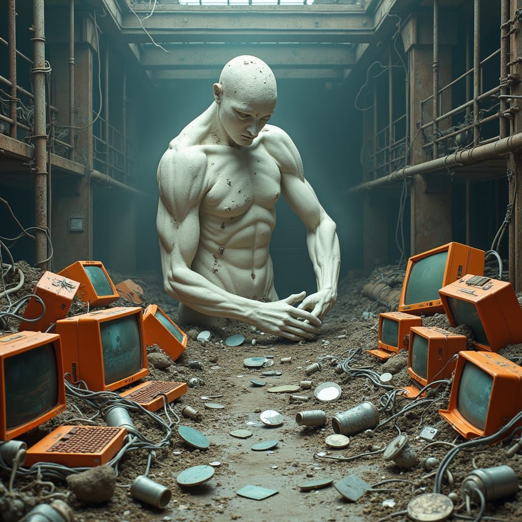 Haunting Cyberpunk Dystopia in Salvador Dali Style