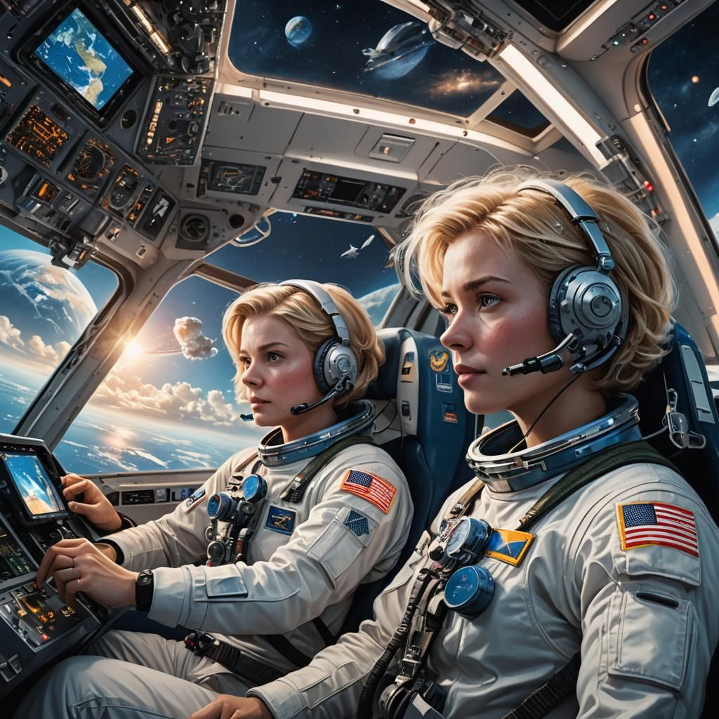 Astronaut in Spaceship Cockpit: Hyperrealistic Concept Art