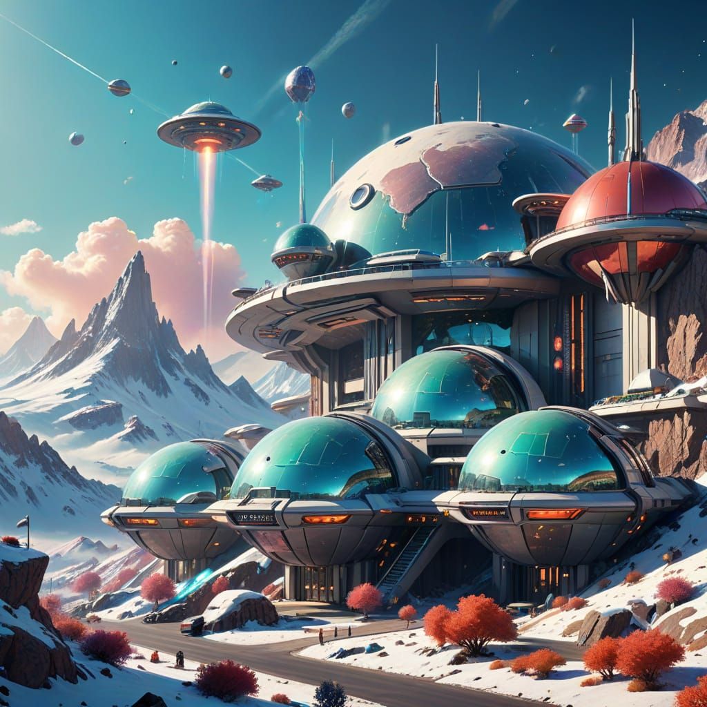 Retro-Futuristic Resort on Alien Planet