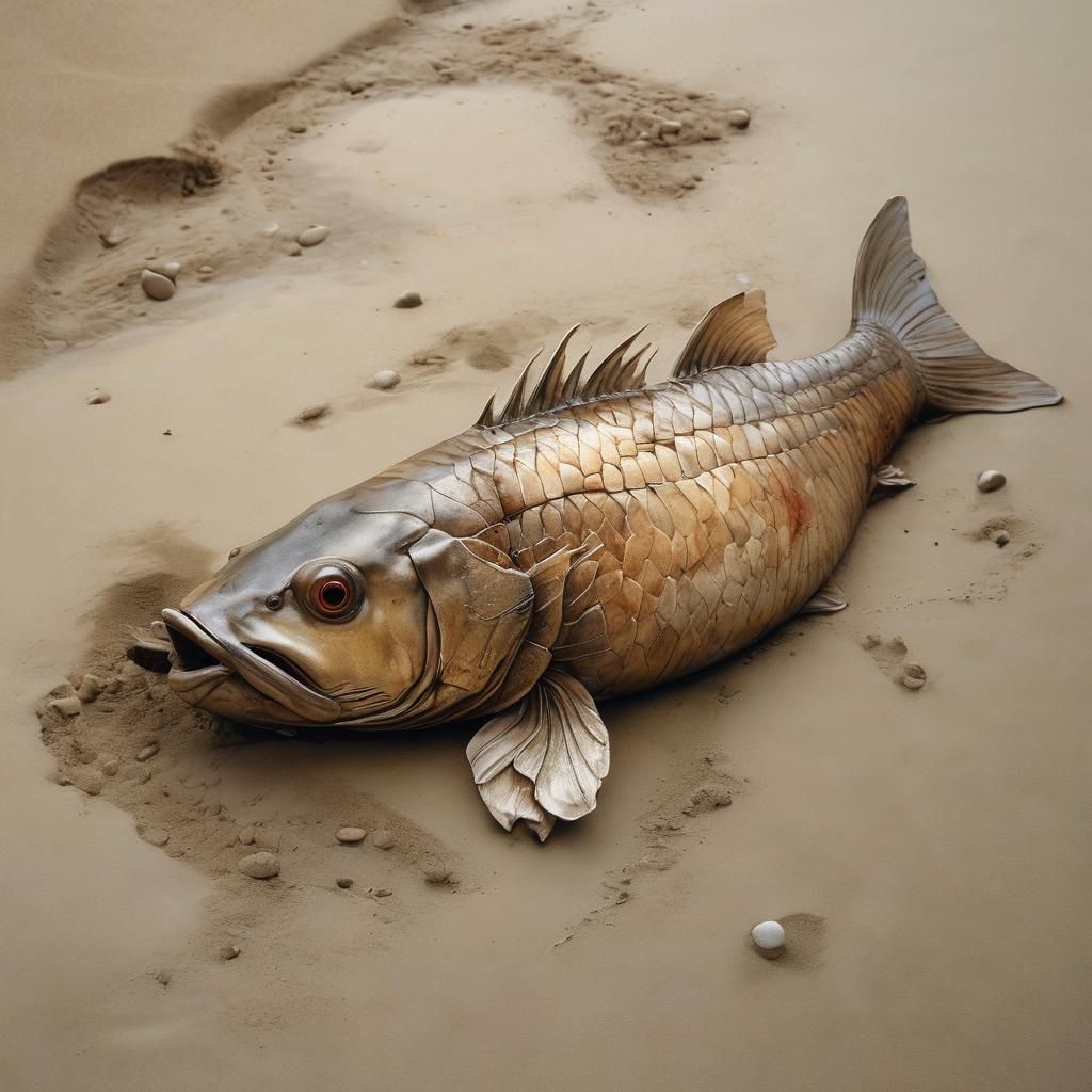 Dead Carp Fish in a Stream Landscape