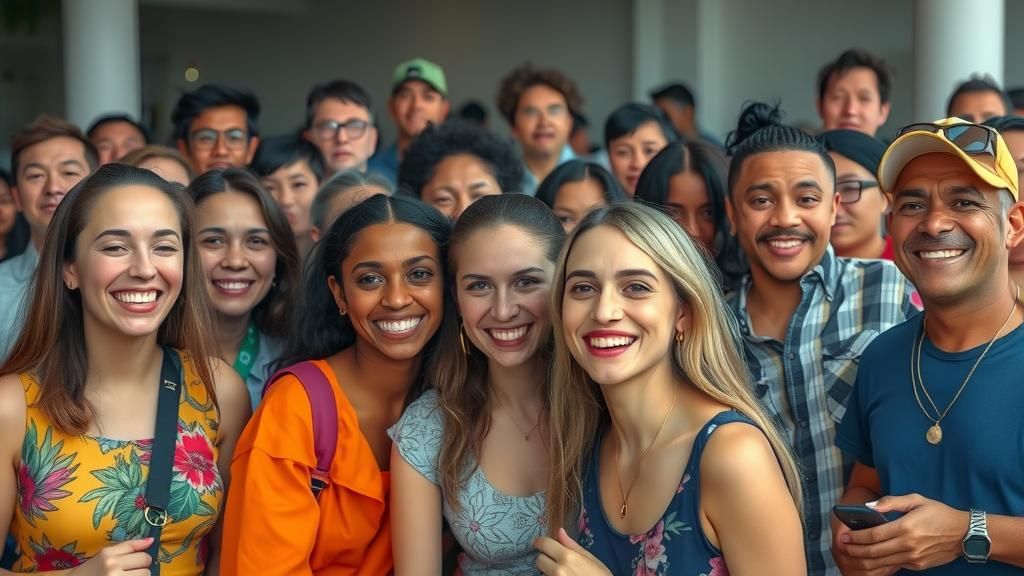 Diverse Group Radiates Joy in Photojournalistic Style