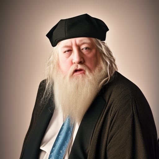 Humorous Portrait of Overweight Dumbledore