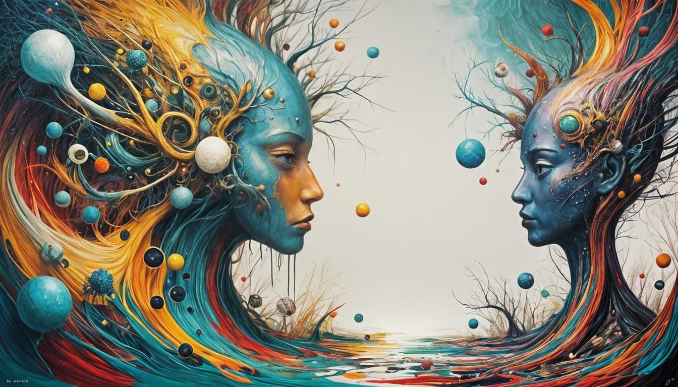 Abstract Art Concept: Inner Dialogue of Subjects