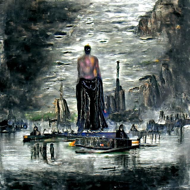 Charon on the River Styx in Neo-Impressionism