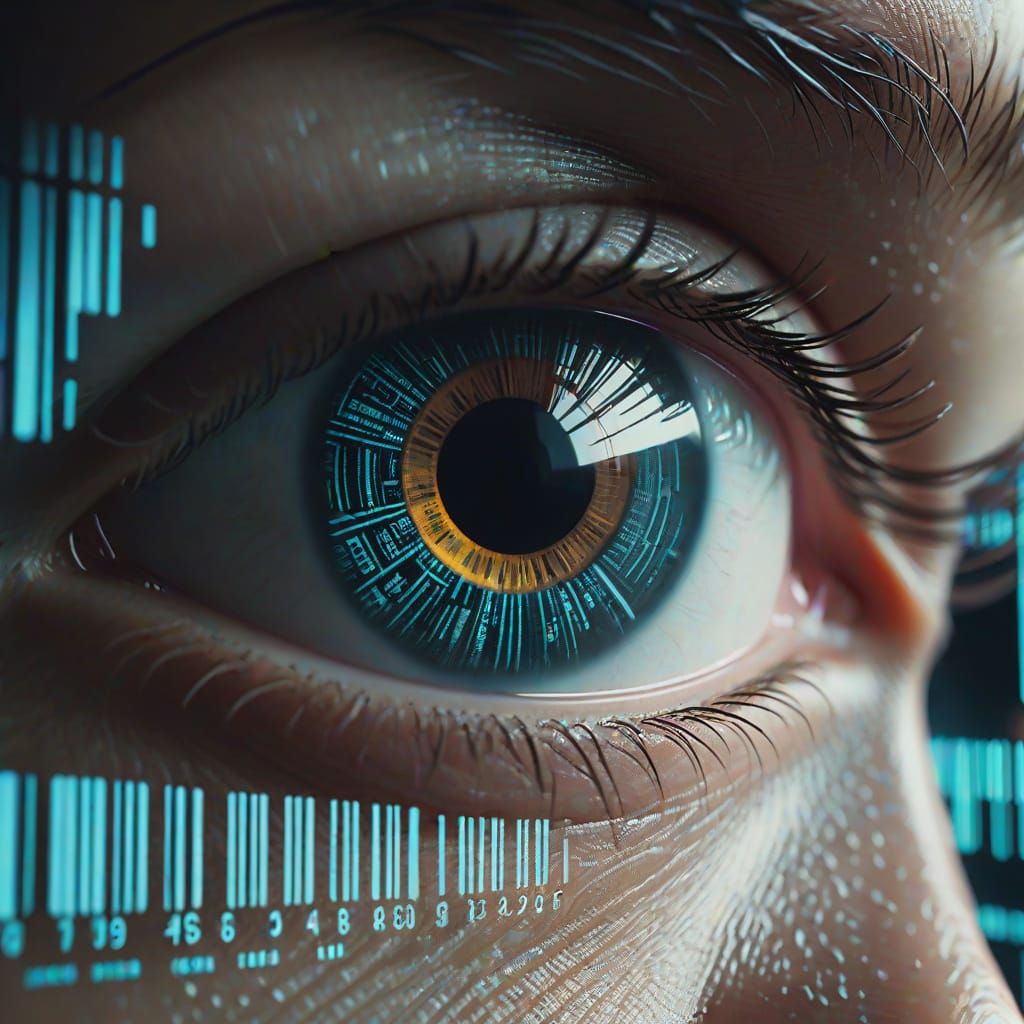 Barcode Facial Recognition in Futuristic City