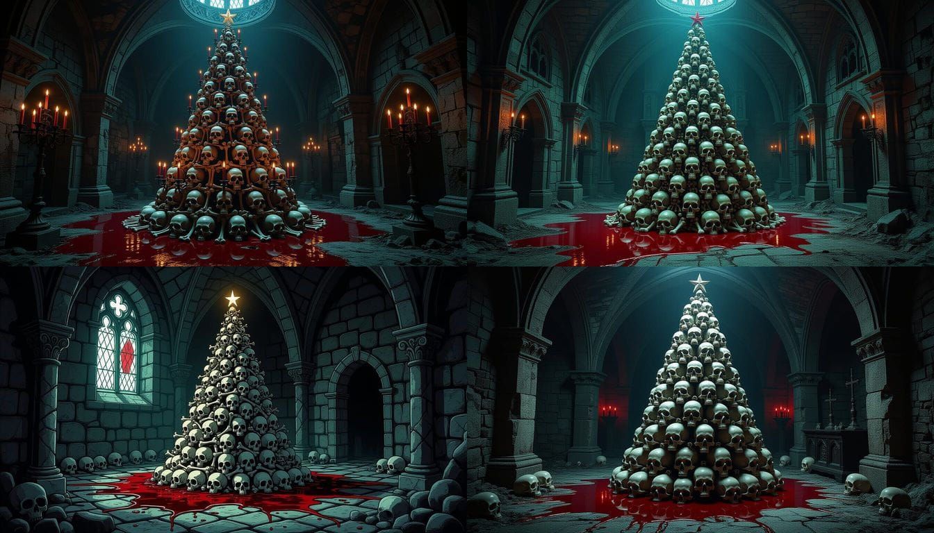 Macabre Christmas Tree in Vampire Crypt