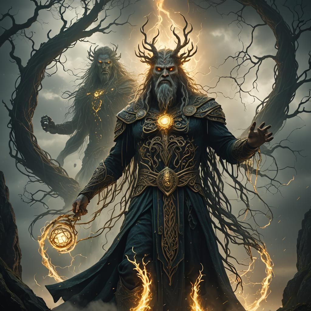 Celtic Banshee God in Stormy Digital Painting