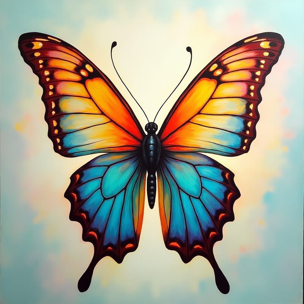 Iridescent Butterfly in Soft Ethereal Style