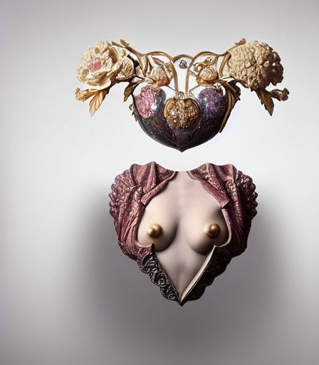 Rococo Art Deco Crystal Heart Portrait