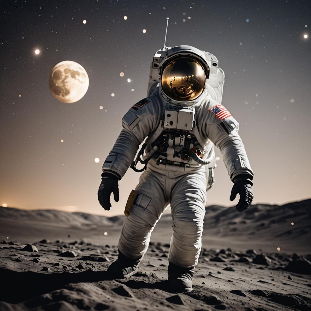 Astronaut Contemplates Milky Way from the Moon