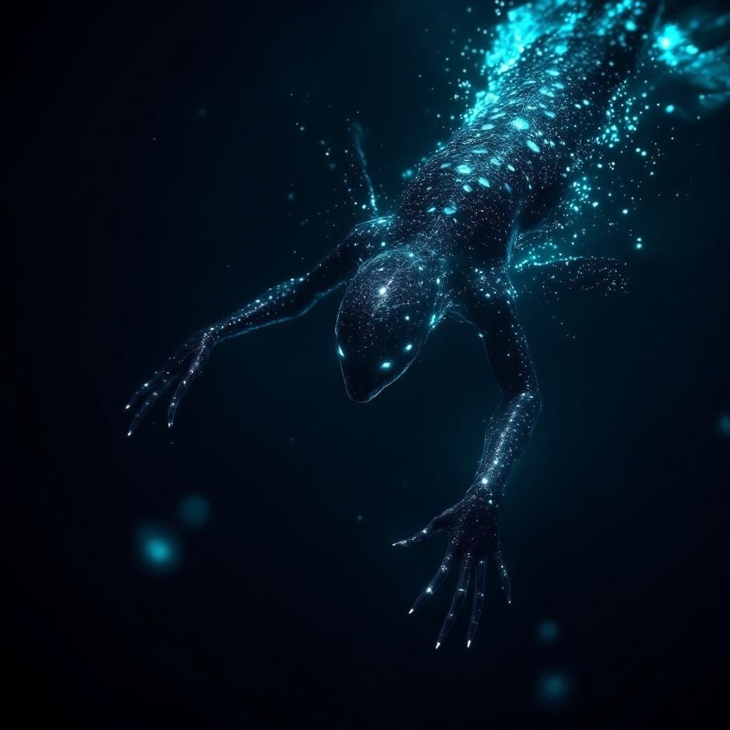 Realistic Deep-Sea Mermaid with Bioluminescent Scales