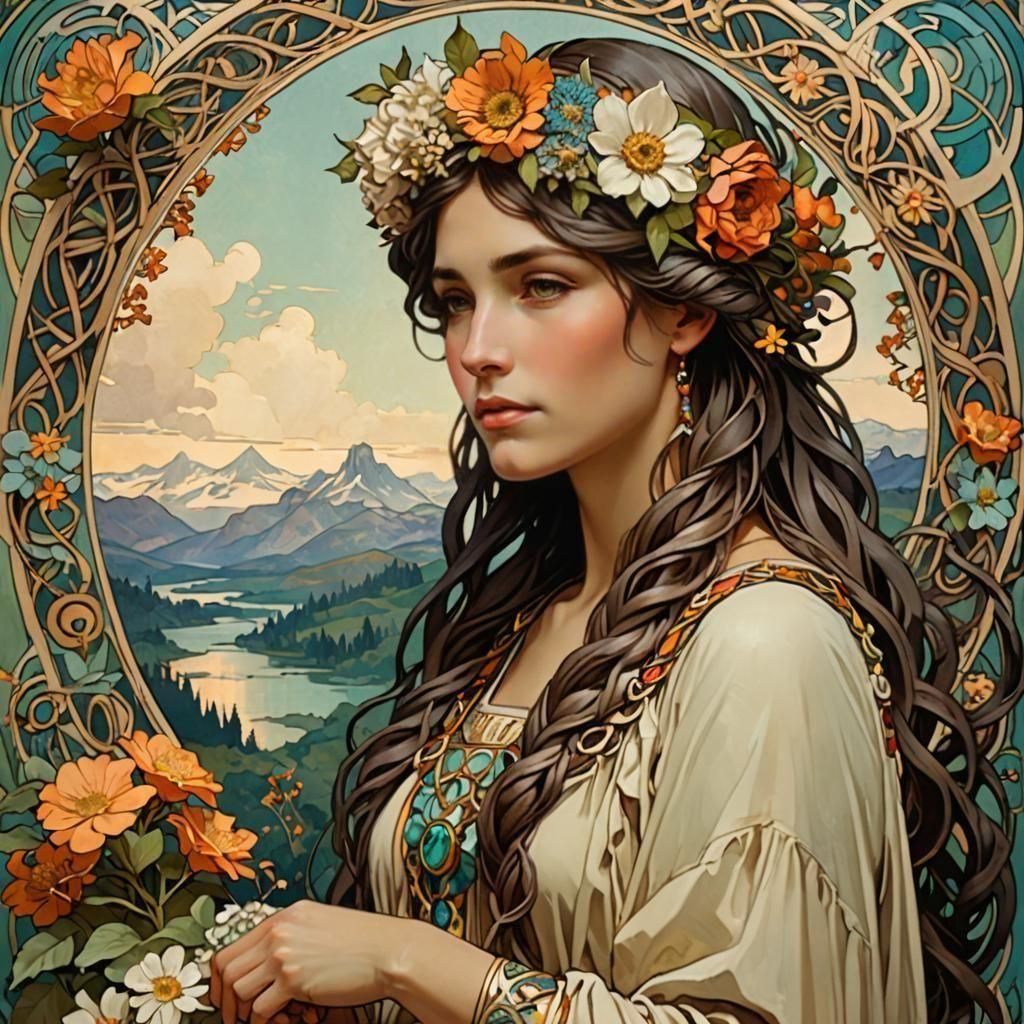 Motherhood in Art Nouveau Style