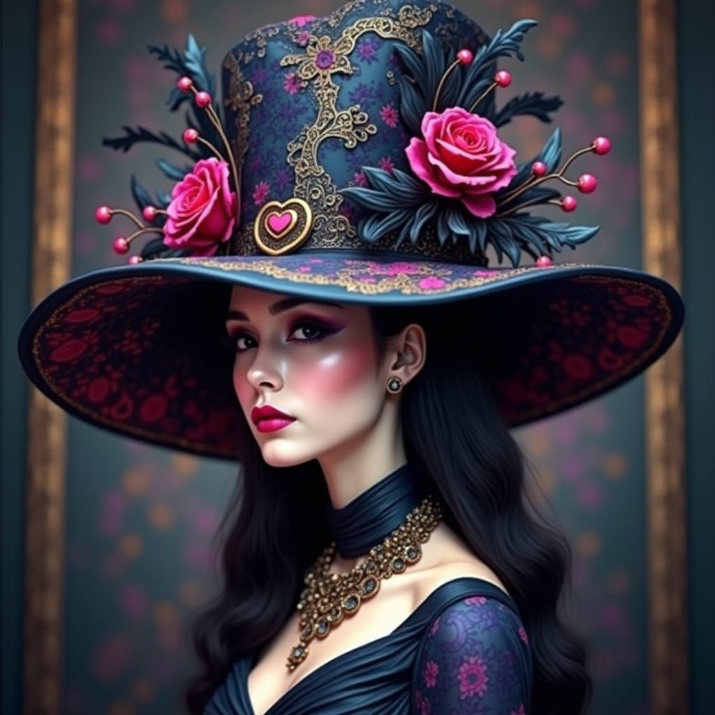 Neon Haute Couture Hat in Dark Fantasy Style