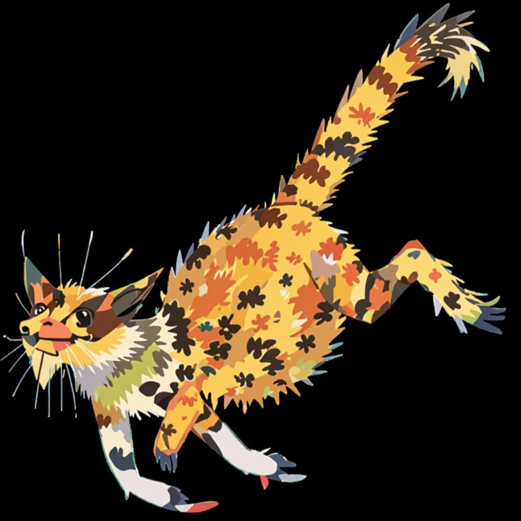 Badger-Tiger Hybrid Swinging Through Forest