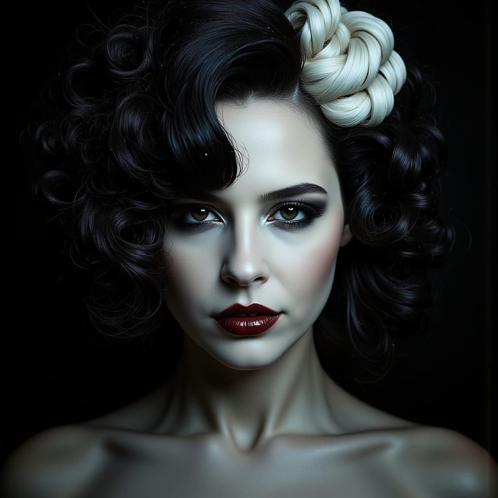 Ethereal Gothic Goddess with Dramatic Features