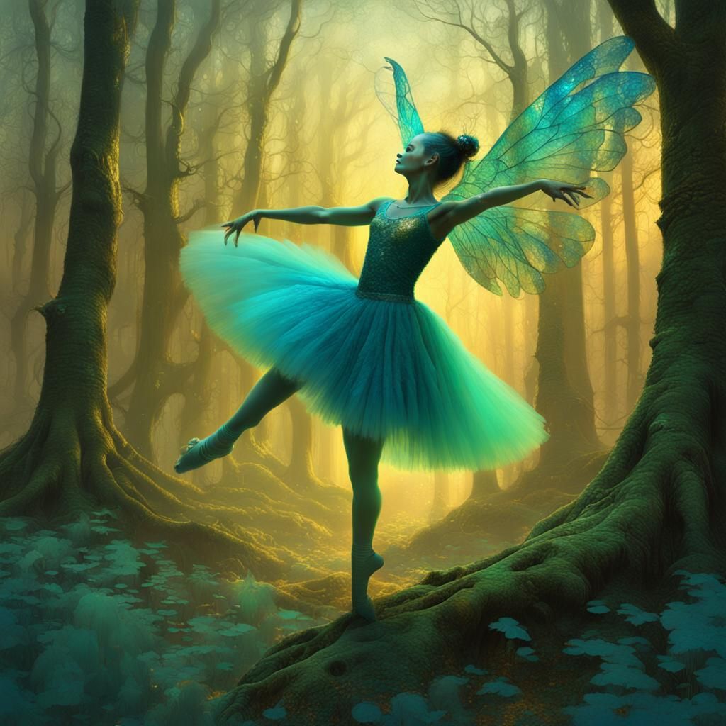 Orc Ballerina Dances in Mystical Forest: Matte Painting