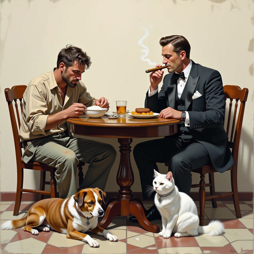 Hyperrealistic Depiction of Wealth Disparity