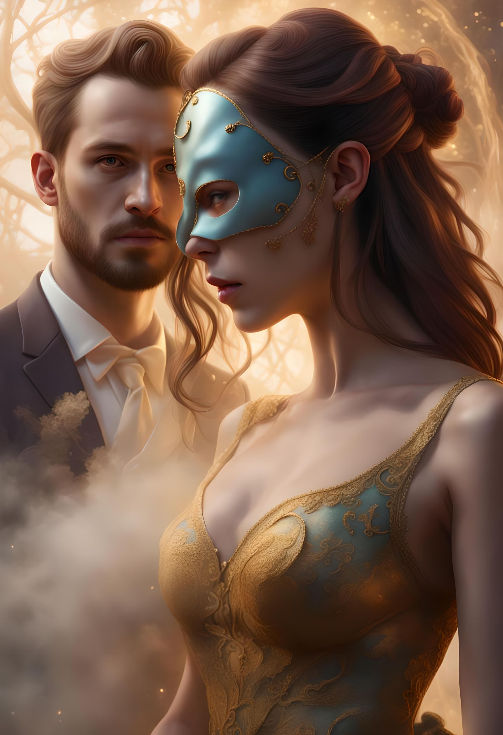 Masked Couple's Ethereal Fantasy Party in 8K