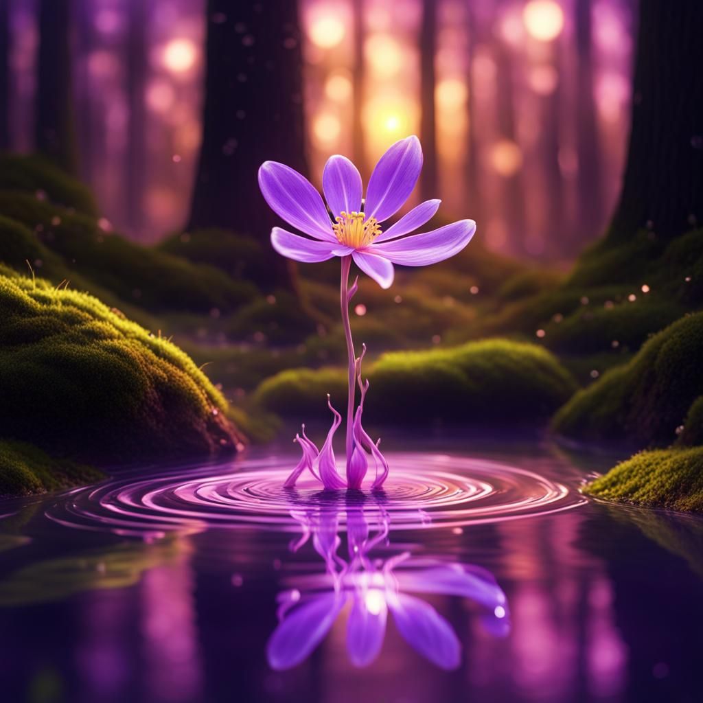 Glowing Sundrop Flower in Enchanted Forest