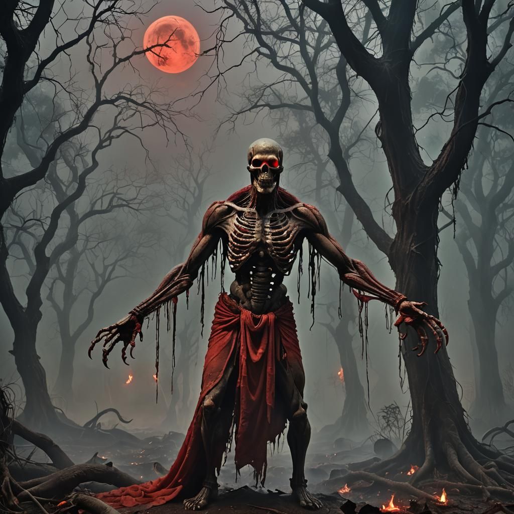 Misty Sacrificial Ground with Ghostly Figure