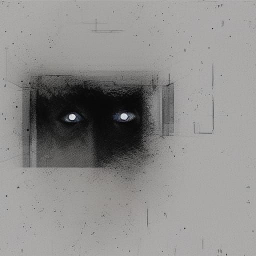 Fragmented Portrait of Robot Husky in Watercolor