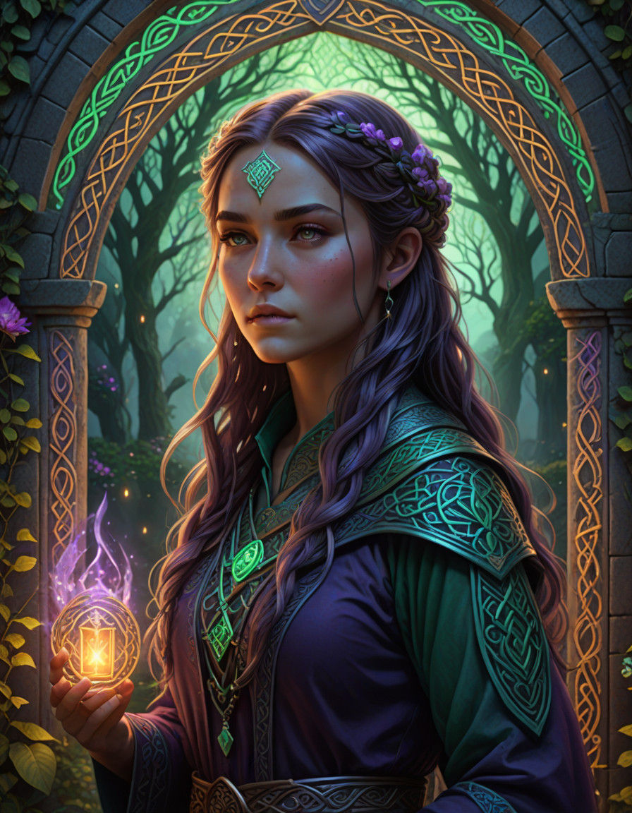 A Young Woman Stepping into a Vibrant Fantasy Realm