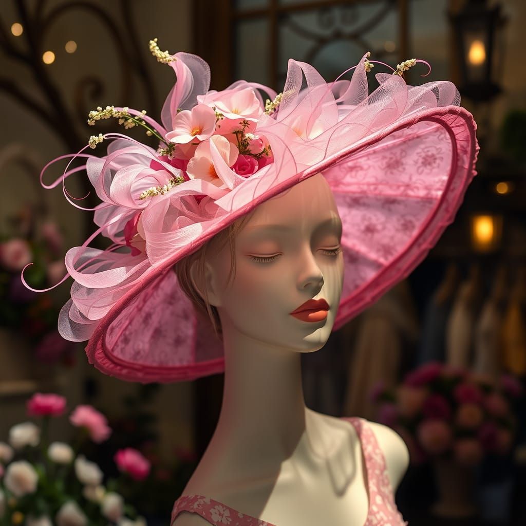 Lady's Enchanted Spring Hat on Display