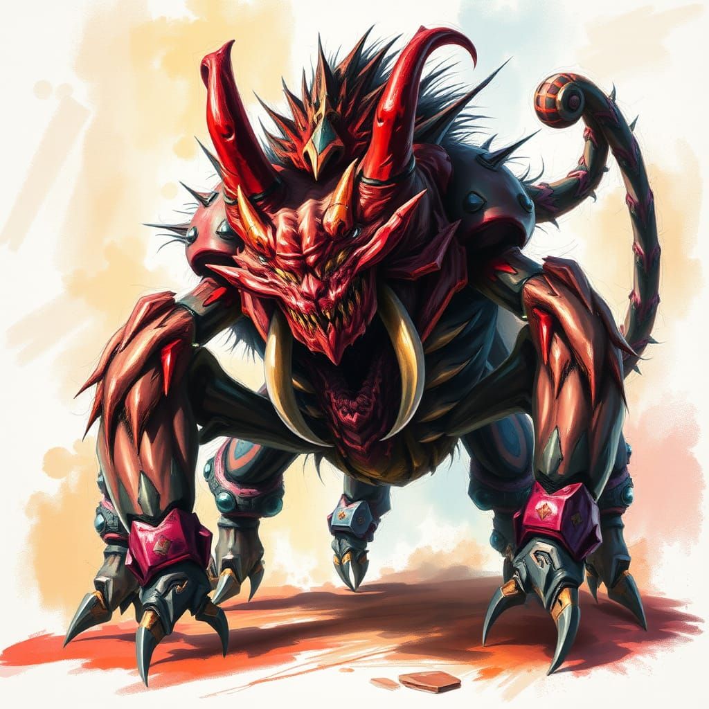 Detailed Six-Legged Monster with Fangs