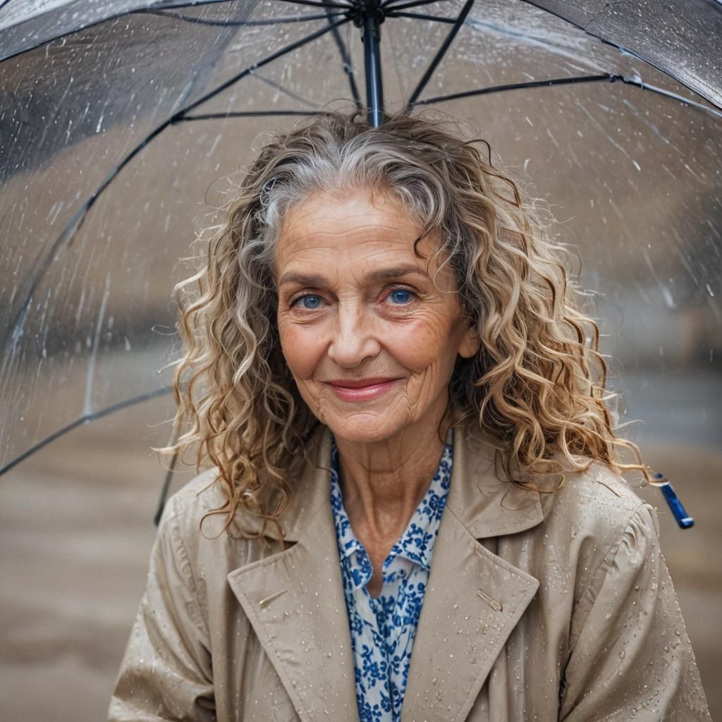 Detailed Portrait of an Old Woman with Blue Eyes