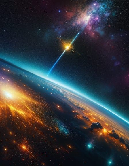 Person Flies Through Space in Digital Art Style