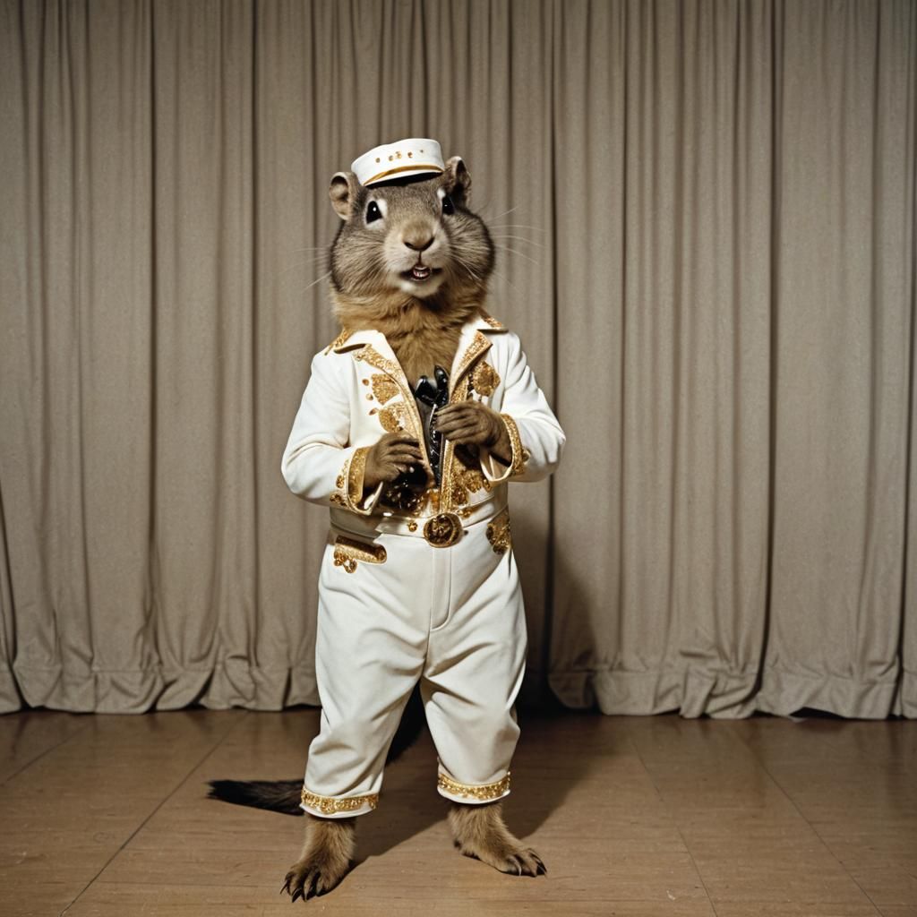 Gopher as Elvis on Stage: 1950s Style Photo