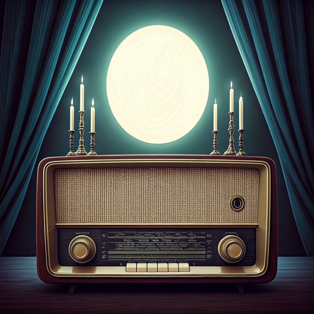 Eerie Vintage Radio in Retrowave Digital Art Style