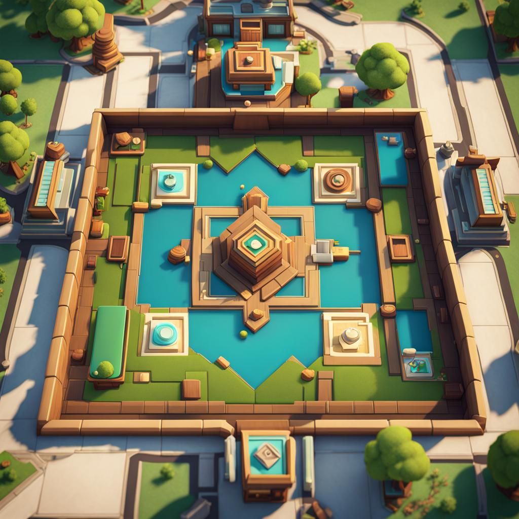 Stylized 3D Game Tile in Board Game Style