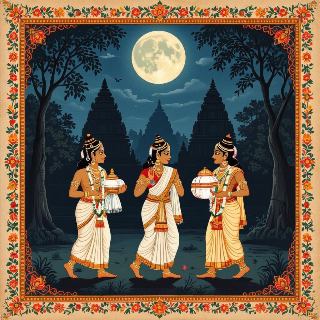Pattachitra Painting: Priests Carry Daru Brahma