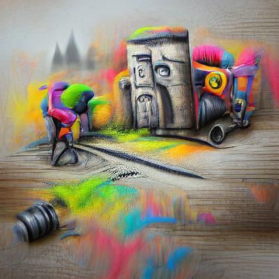 Colorful Minimalist Graffiti Drawing in Fauvism Style
